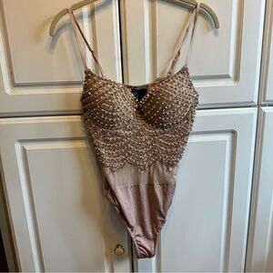 Windsor Blush Pink Embellished Lace Bodysuit